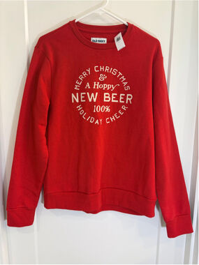 NWT Old Navy "Merry Christmas & A Hoppy New Beer" Holiday Sweatshirt – Size M